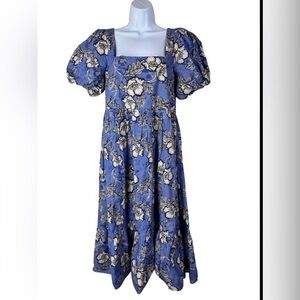 Sisterly style x Falabella Floral Midi Dress Size Large Shorts sleeve Squareneck